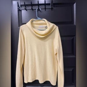 Butter Yellow White Stag Soft Cowl Neck Sweater